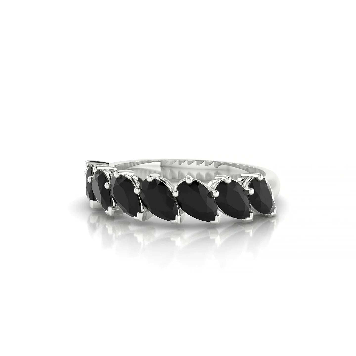 Rain | 18k White Gold 5 x 3 mm Pear Black Diamond Ring