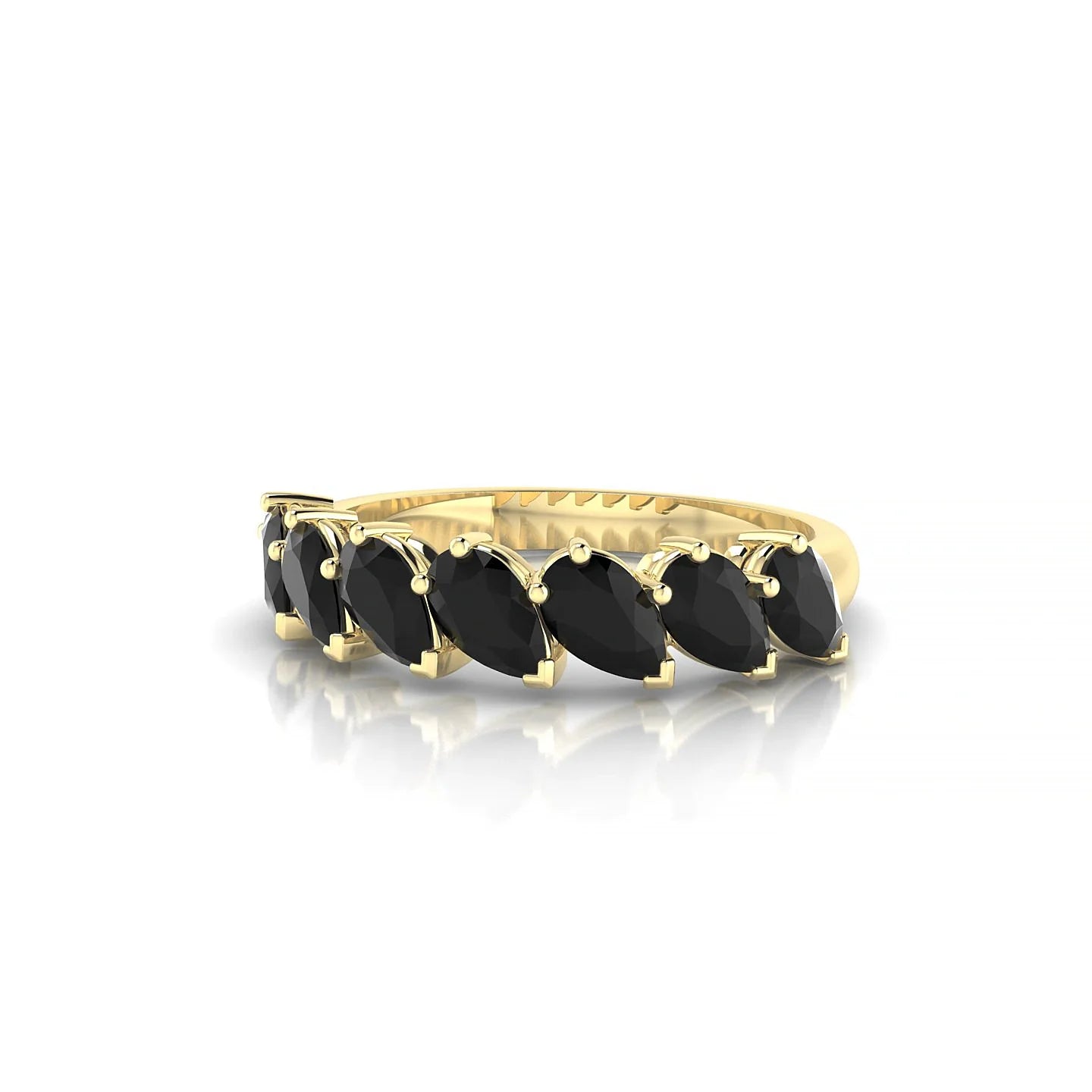 Rain | 18k Yellow Gold 5 x 3 mm Pear Black Diamond Ring