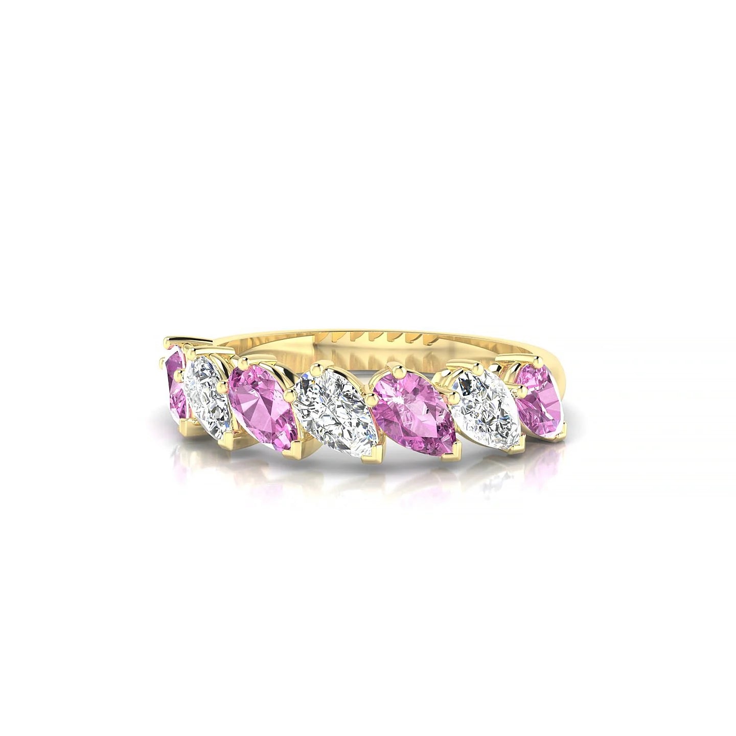 Rain | 18k Yellow Gold 5 x 3 mm Pear Pink Sapphire & Diamond Ring