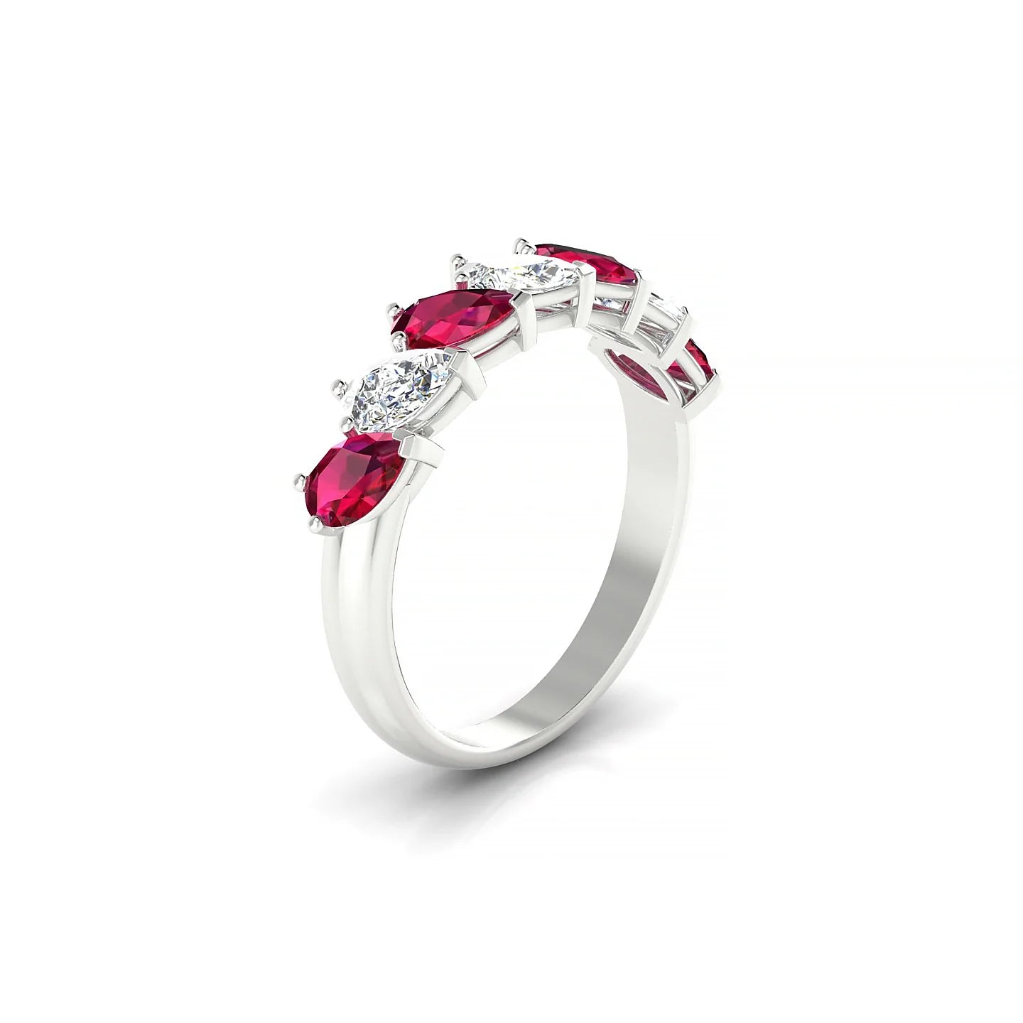 Rain | 18k White Gold 5 x 3 mm Pear Ruby & Diamond Ring