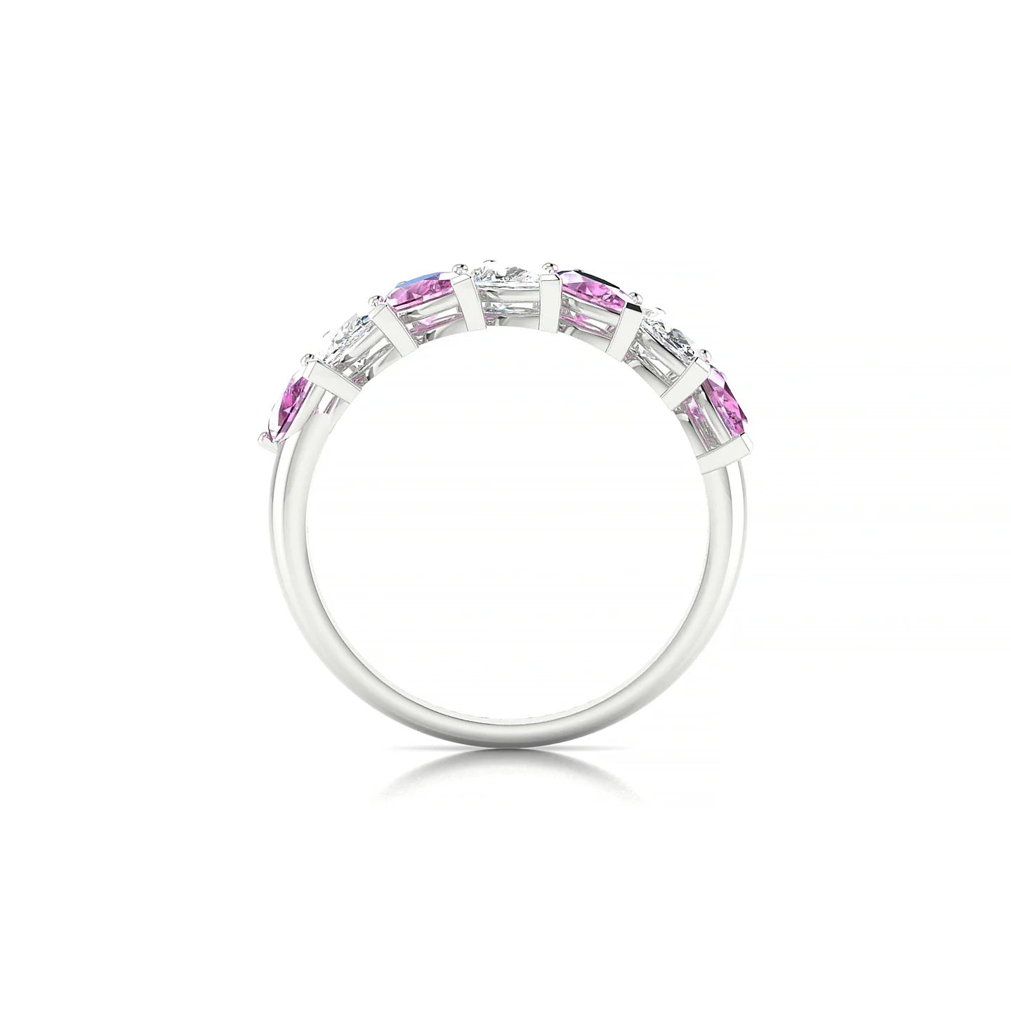 Rain | 18k White Gold 5 x 3 mm Pear Pink Sapphire & Diamond Ring