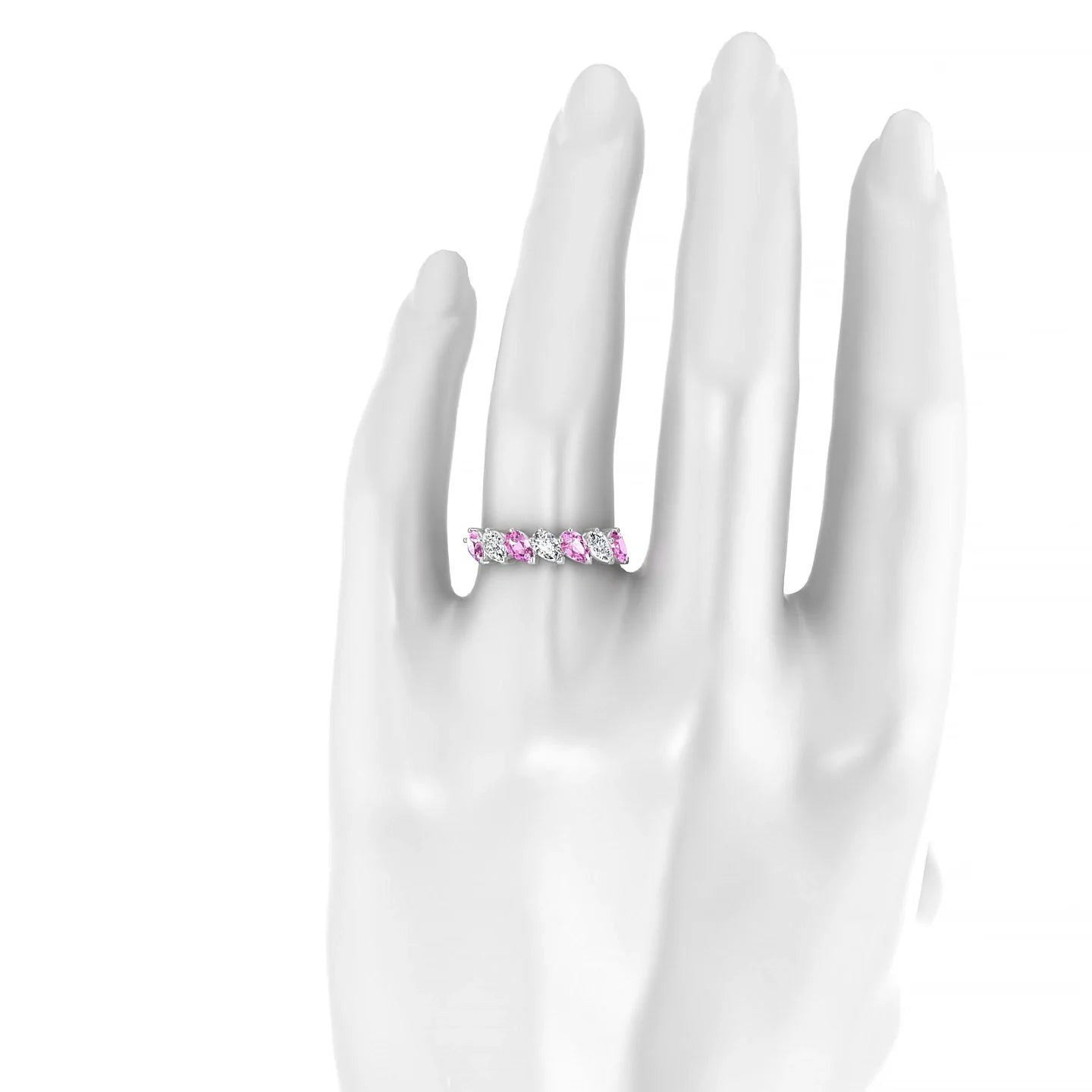 Rain | 18k White Gold 5 x 3 mm Pear Pink Sapphire & Diamond Ring