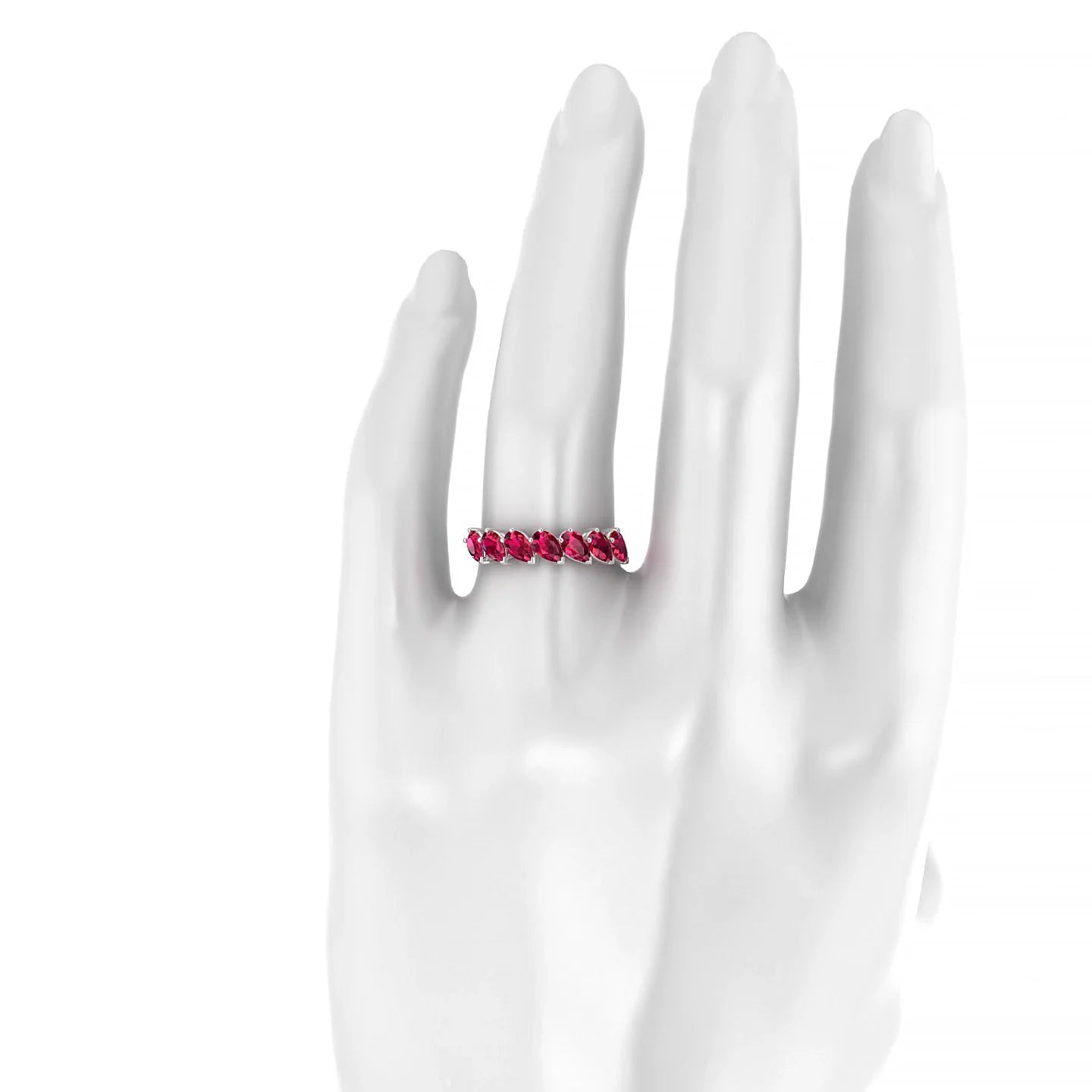 Rain | 18k White Gold 5 x 3 mm Pear Ruby Ring