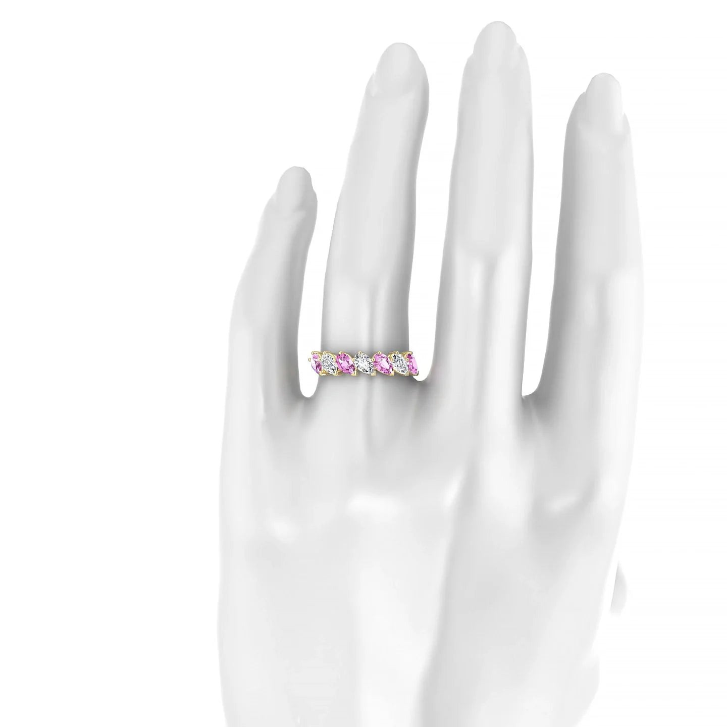 Rain | 18k Yellow Gold 5 x 3 mm Pear Pink Sapphire & Diamond Ring