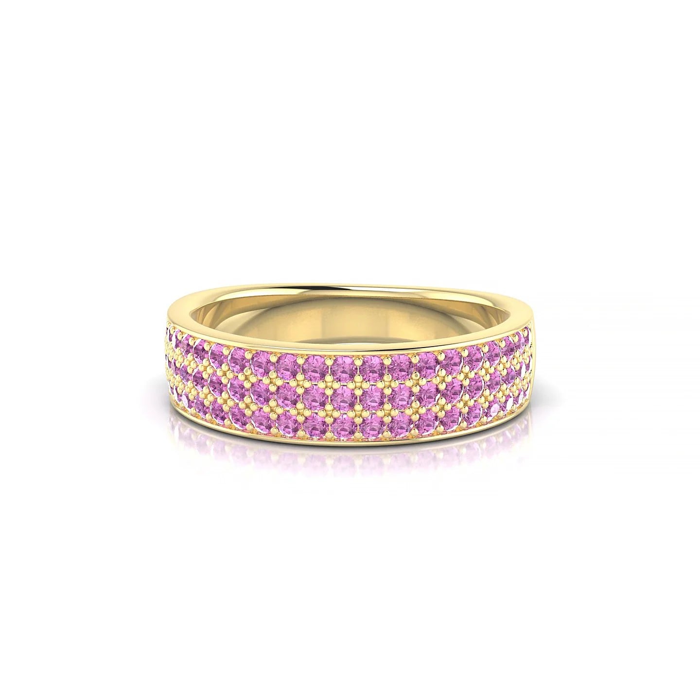 Repose | 18k Yellow Gold 1.3 mm Round Pink Sapphire Ring