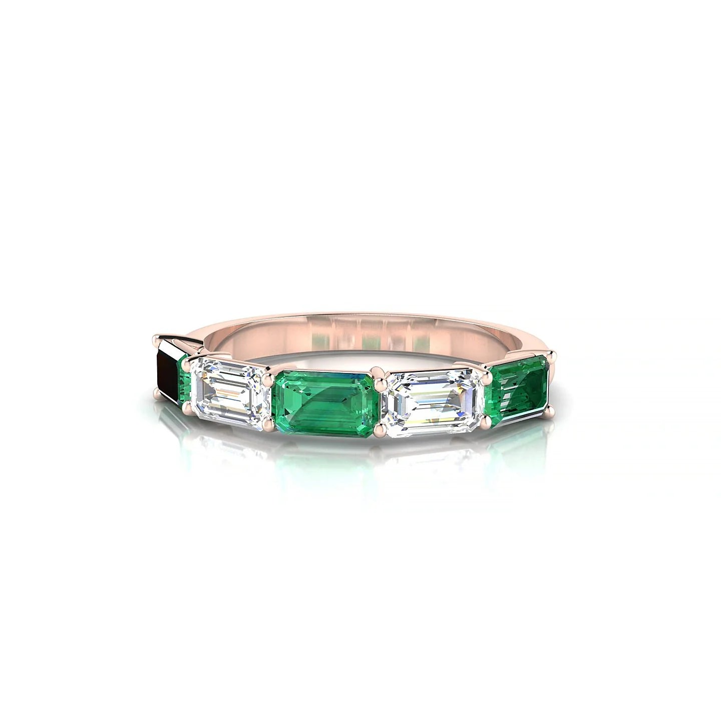 Reverence | 18k Rose Gold 5 x 3 mm Emerald Emerald & Diamond Ring