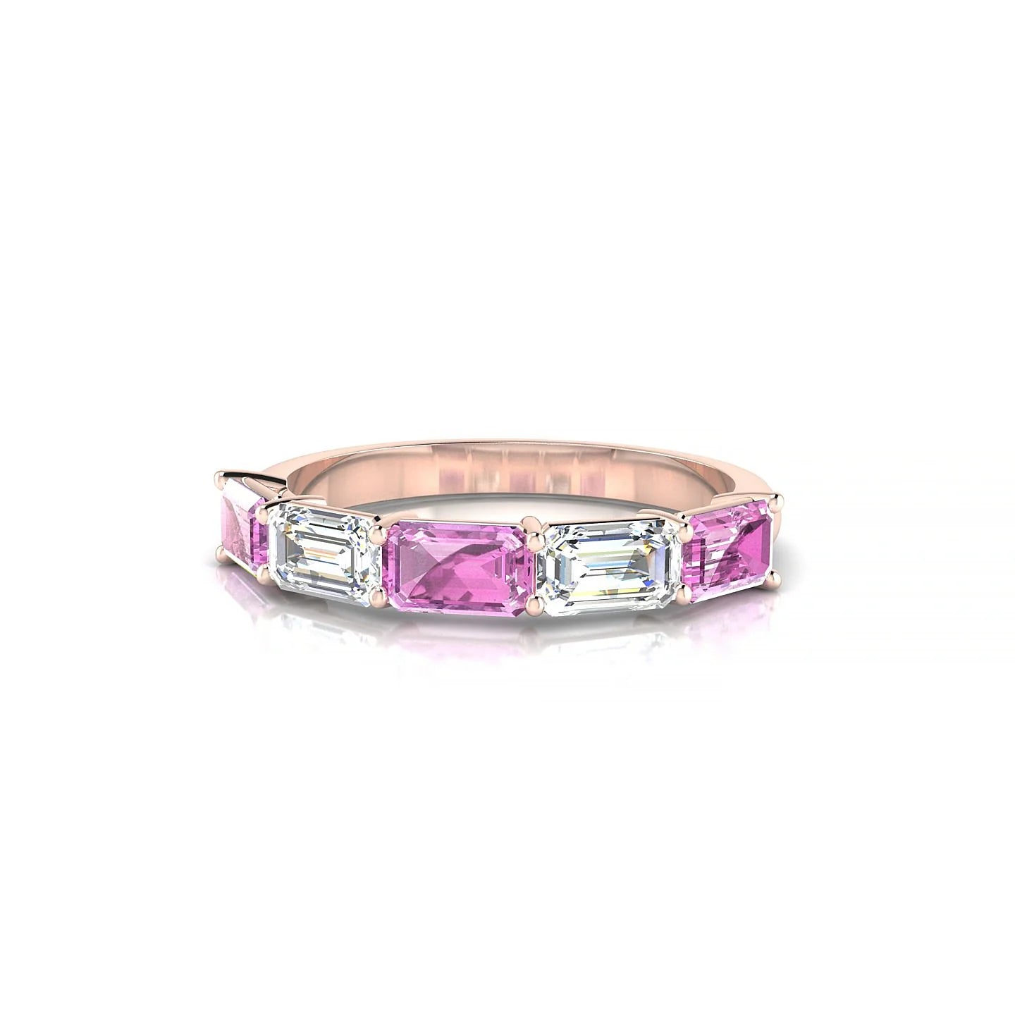 Reverence | 18k Rose Gold 5 x 3 mm Emerald Pink Sapphire & Diamond Ring