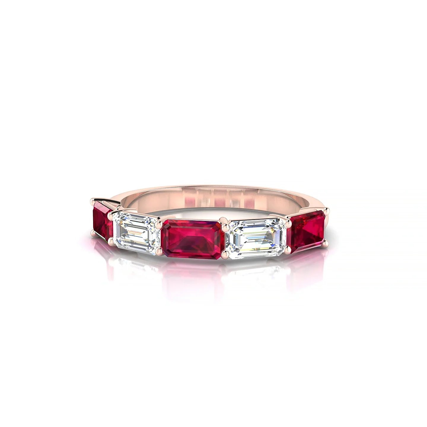 Reverence | 18k Rose Gold 5 x 3 mm Emerald Ruby & Diamond Ring