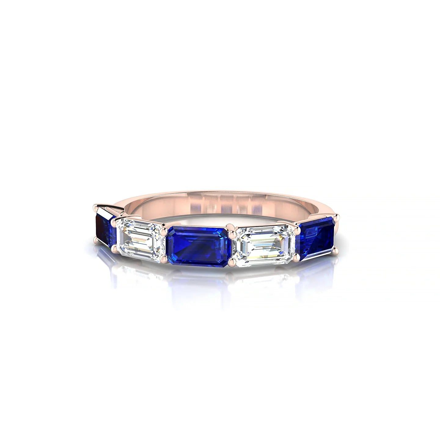 Reverence | 18k Rose Gold 5 x 3 mm Emerald Sapphire & Diamond Ring