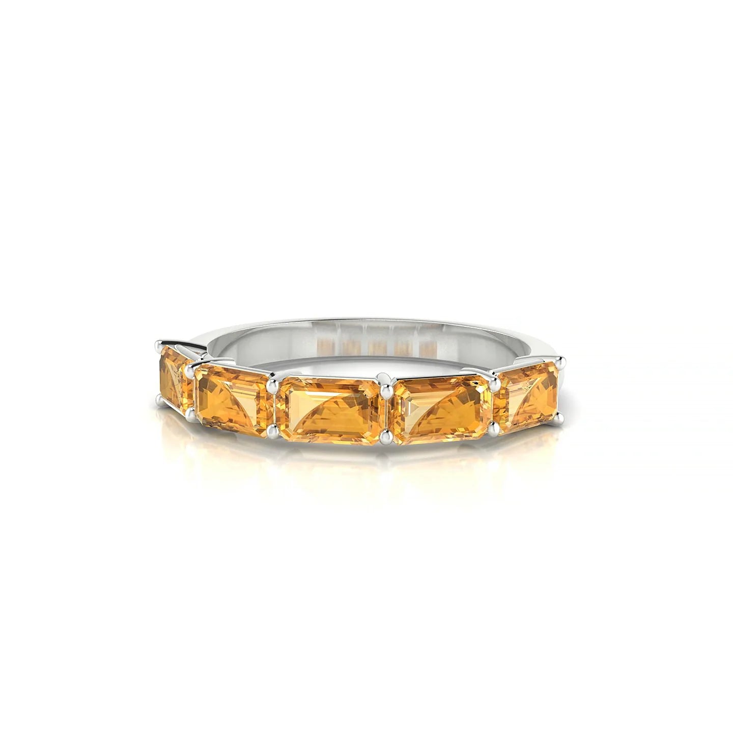 Reverence | 18k White Gold 5 x 3 mm Emerald Citrine Ring