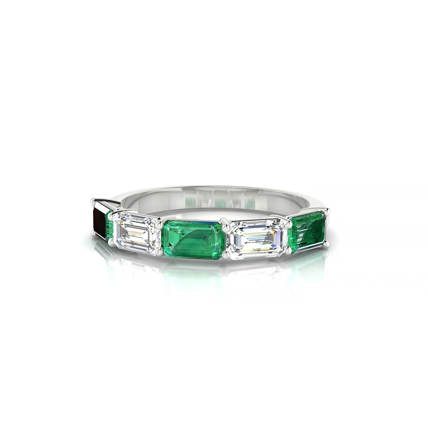 Reverence | 18k White Gold 5 x 3 mm Emerald Emerald & Diamond Ring