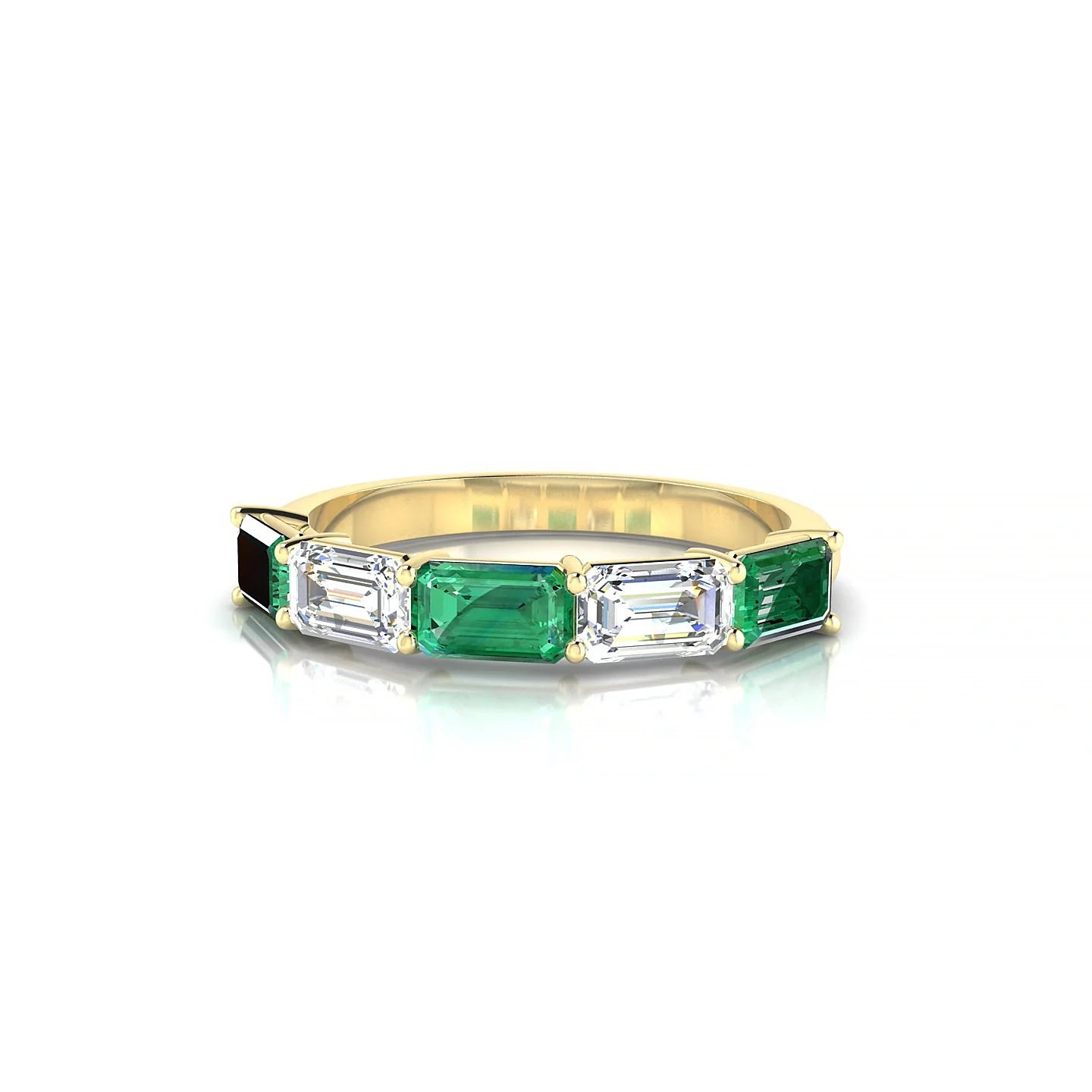 Reverence | 18k Yellow Gold 5 x 3 mm Emerald Emerald & Diamond Ring