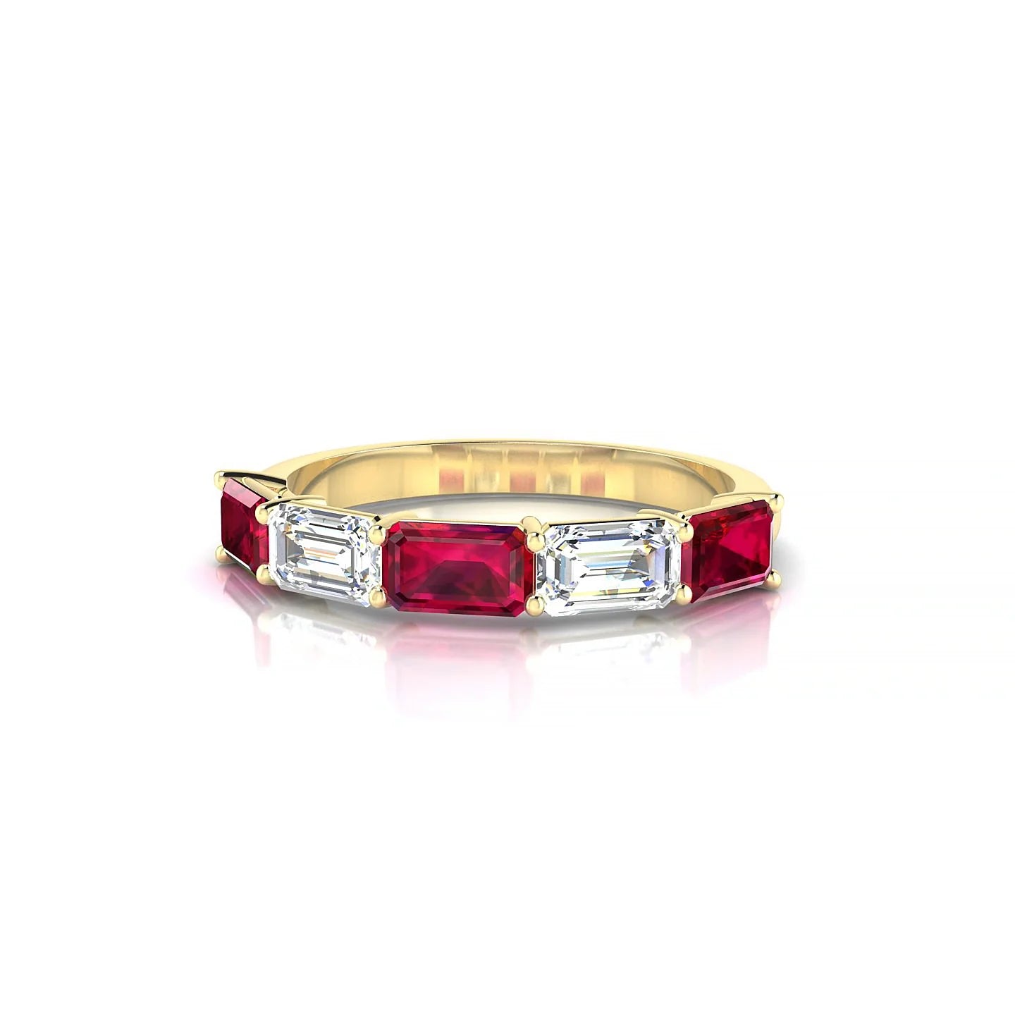 Reverence | 18k Yellow Gold 5 x 3 mm Emerald Ruby & Diamond Ring