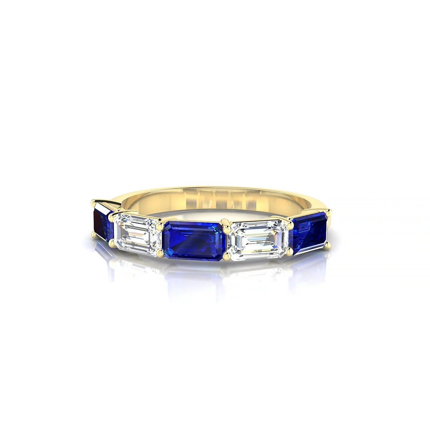 Reverence | 18k Yellow Gold 5 x 3 mm Emerald Sapphire & Diamond Ring