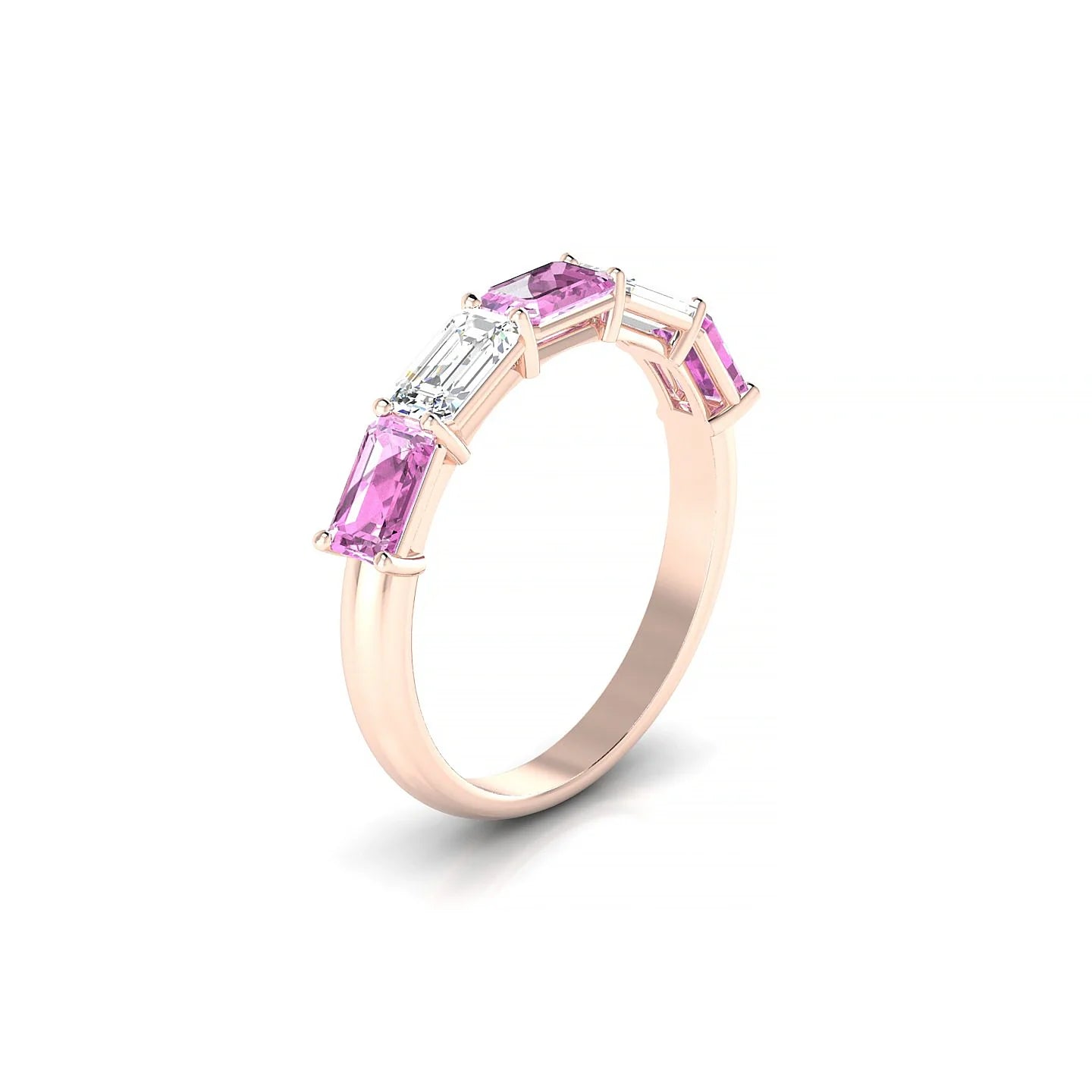 Reverence | 18k Rose Gold 5 x 3 mm Emerald Pink Sapphire & Diamond Ring
