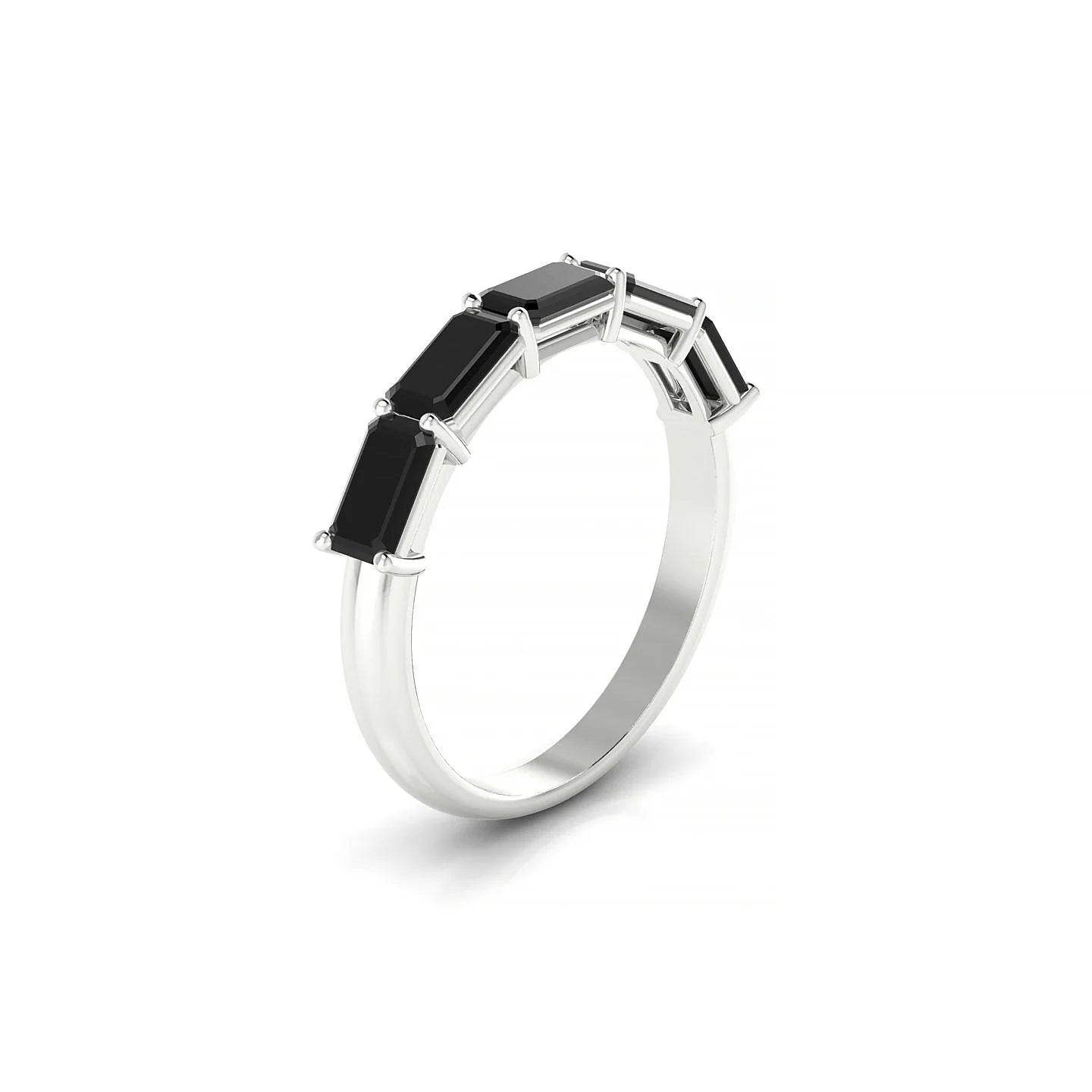 Reverence | 18k White Gold 5 x 3 mm Emerald Black Diamond Ring