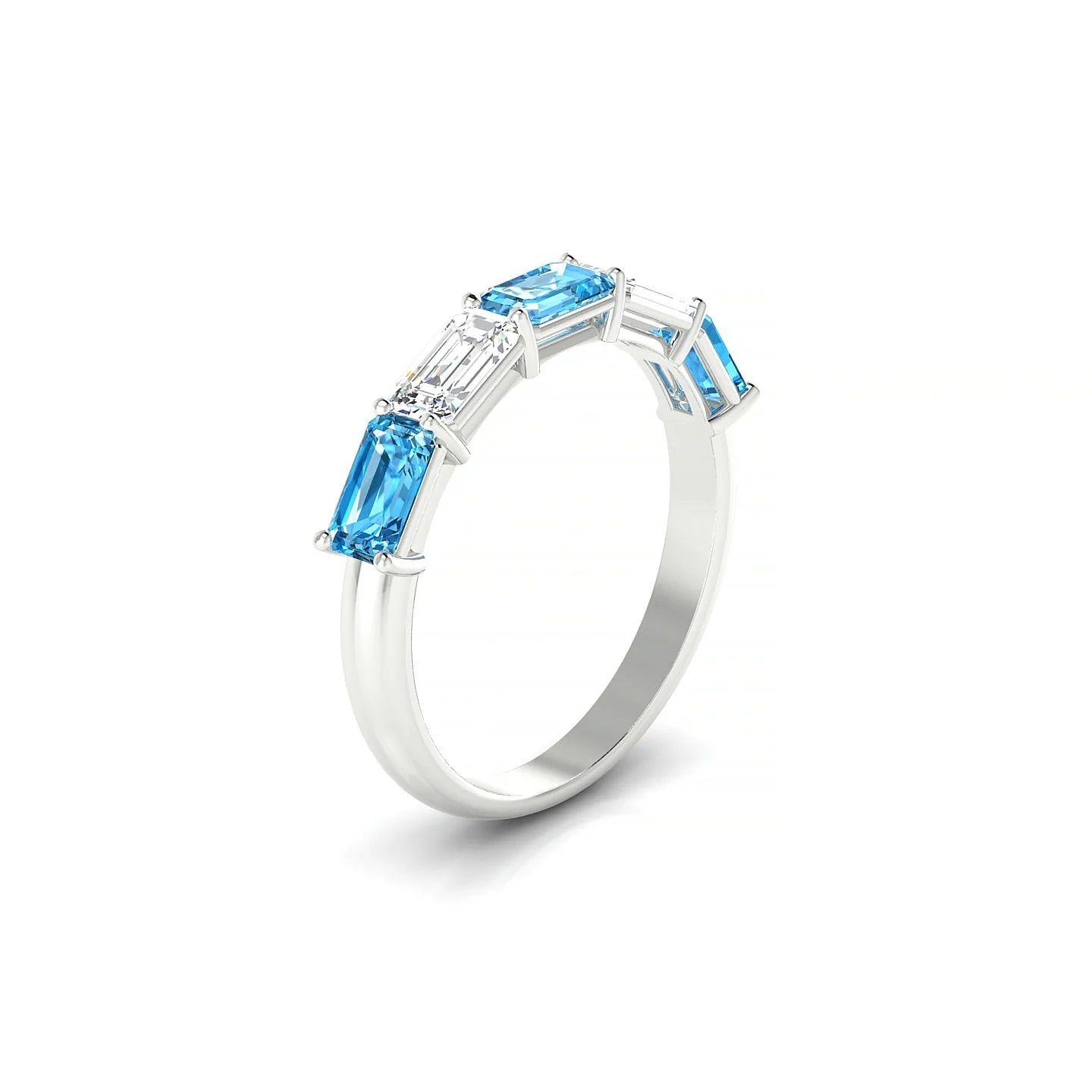 Reverence | 18k White Gold 5 x 3 mm Emerald Topaz & Diamond Ring