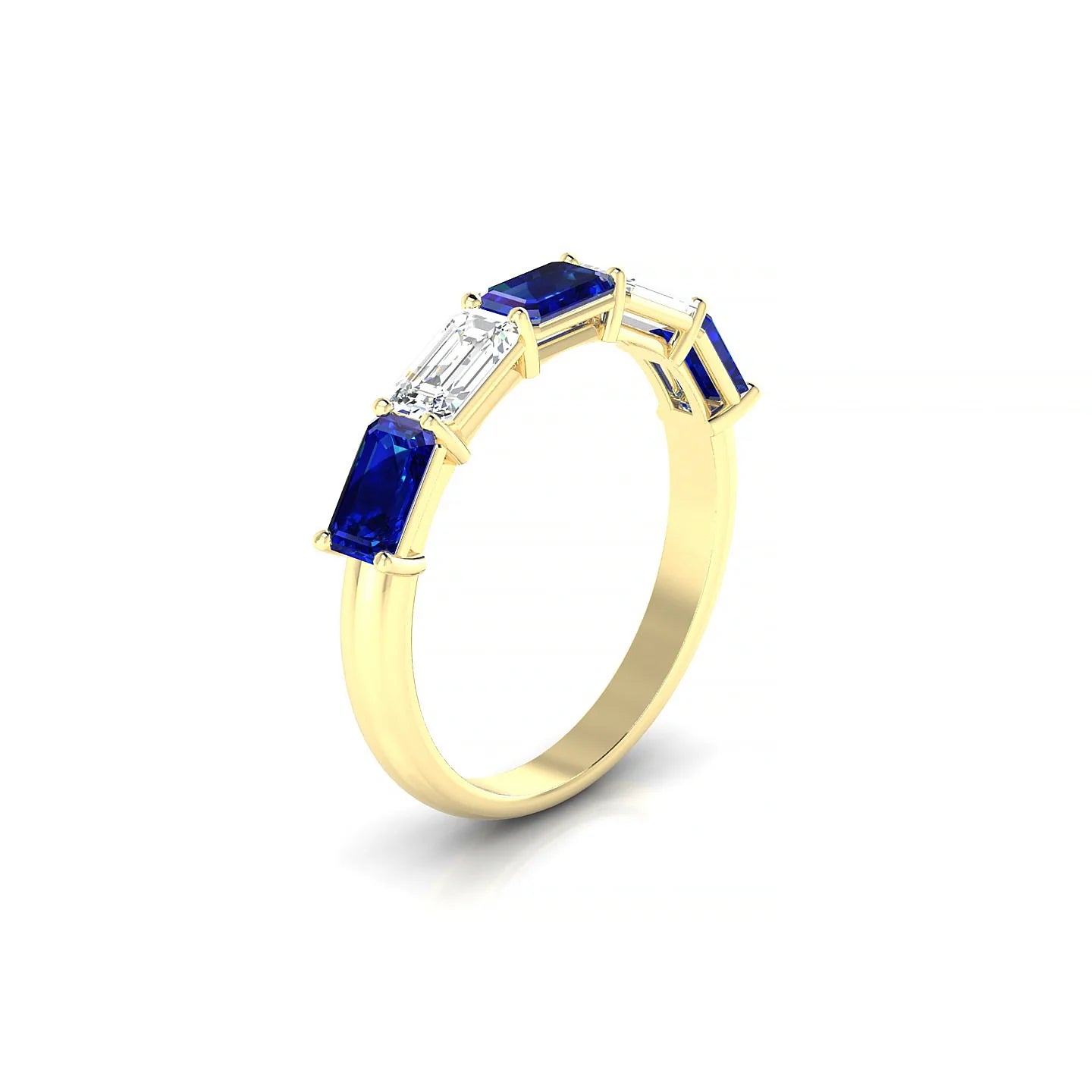 Reverence | 18k Yellow Gold 5 x 3 mm Emerald Sapphire & Diamond Ring