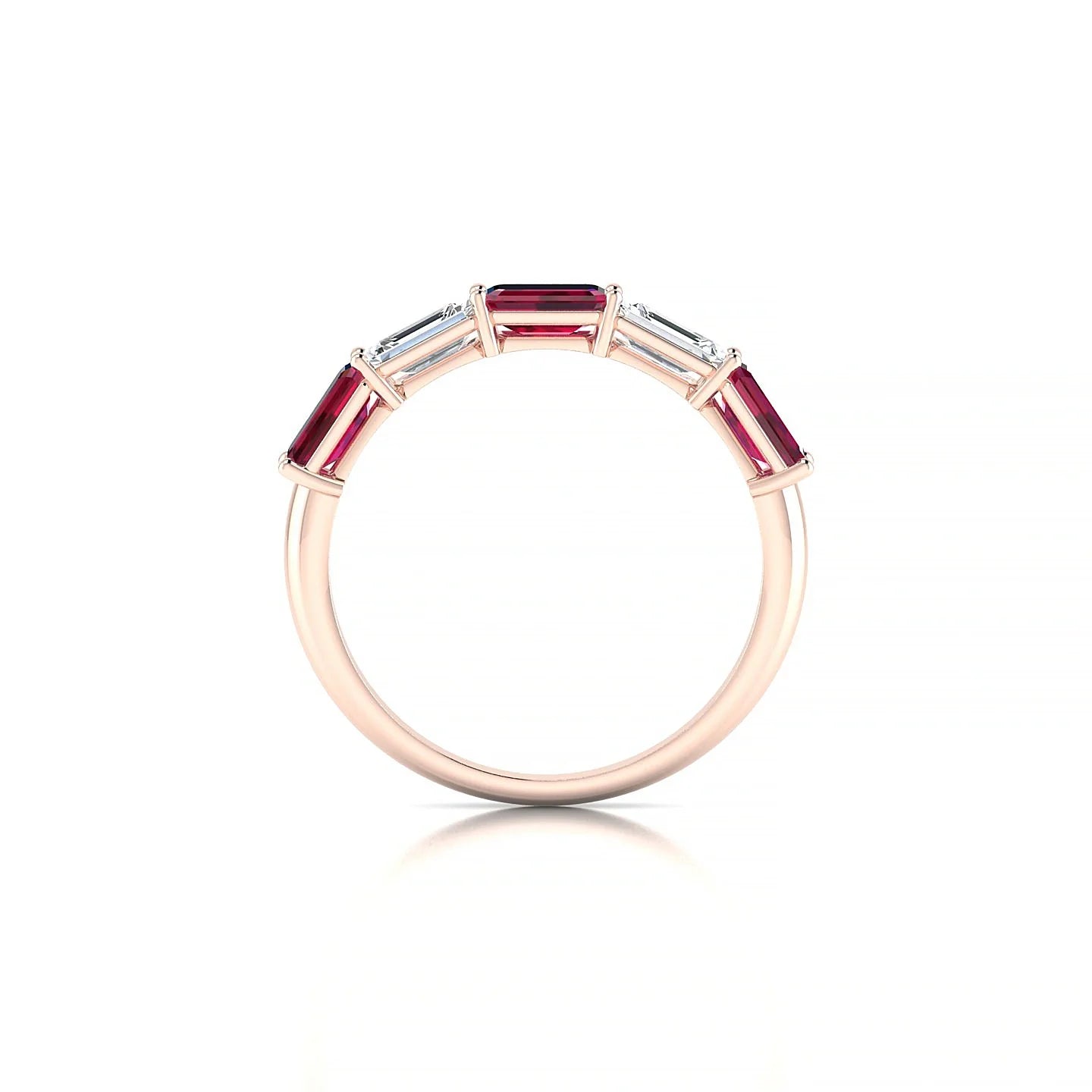 Reverence | 18k Rose Gold 5 x 3 mm Emerald Ruby & Diamond Ring