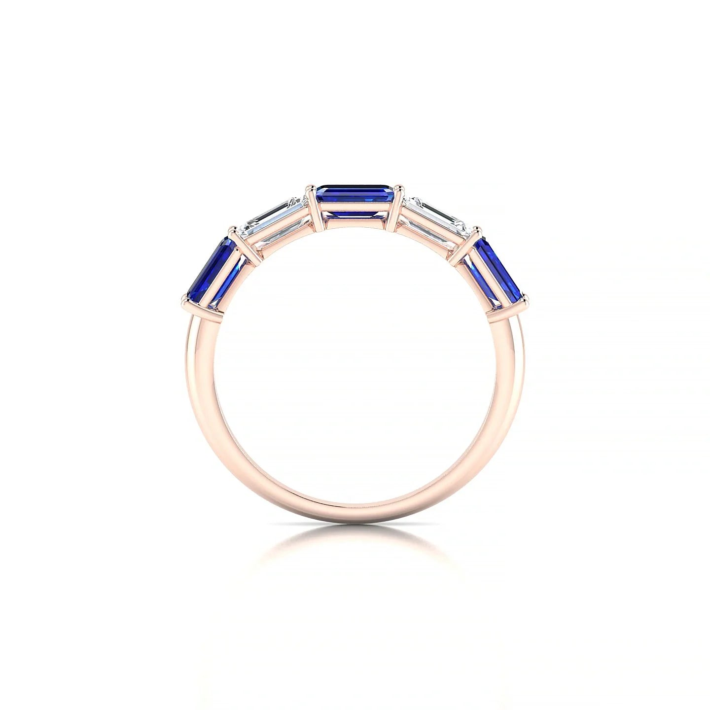 Reverence | 18k Rose Gold 5 x 3 mm Emerald Sapphire & Diamond Ring