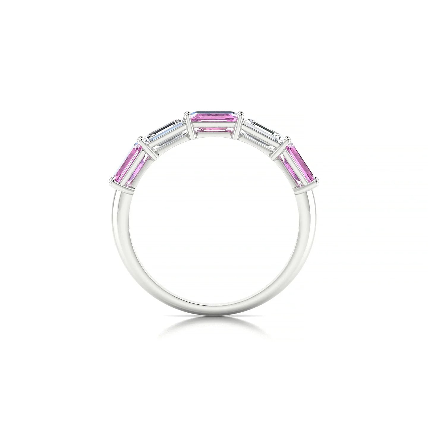 Reverence | 18k White Gold 5 x 3 mm Emerald Pink Sapphire & Diamond Ring