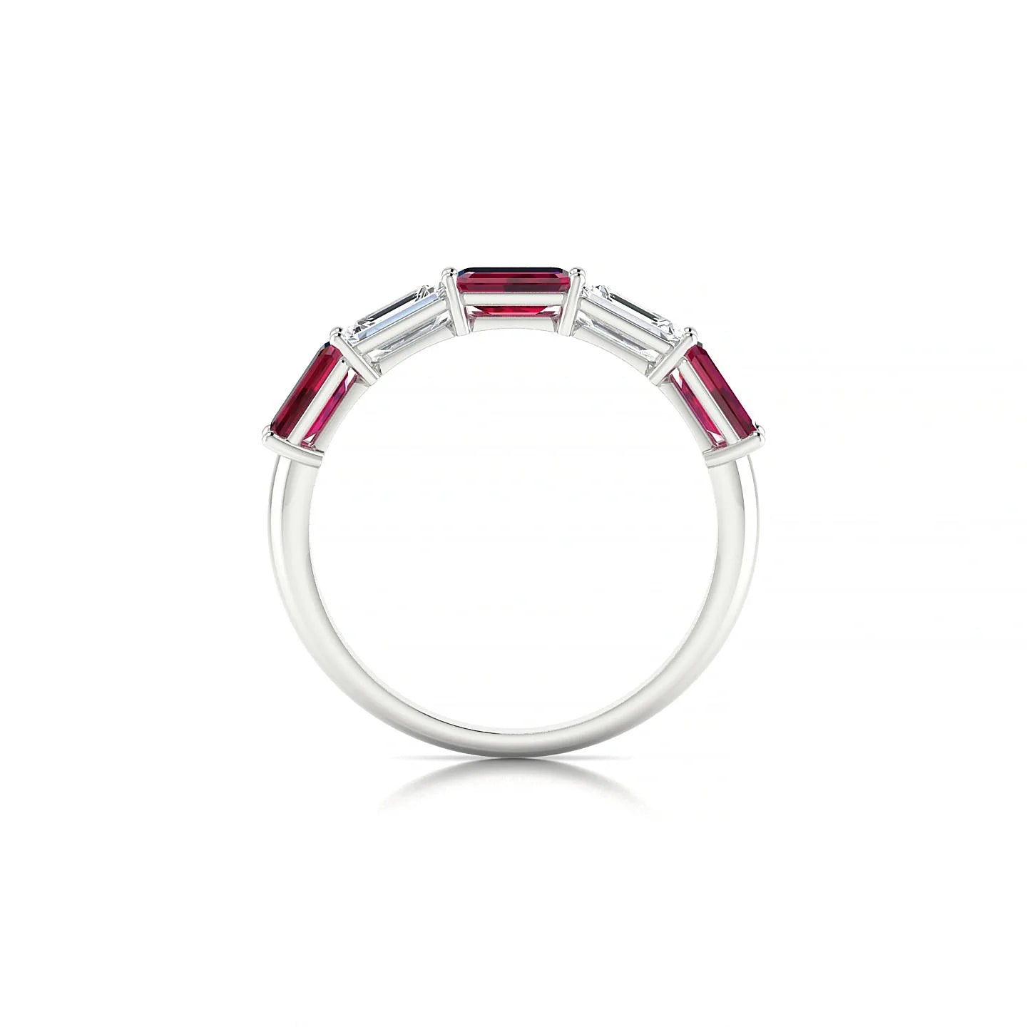 Reverence | 18k White Gold 5 x 3 mm Emerald Ruby & Diamond Ring