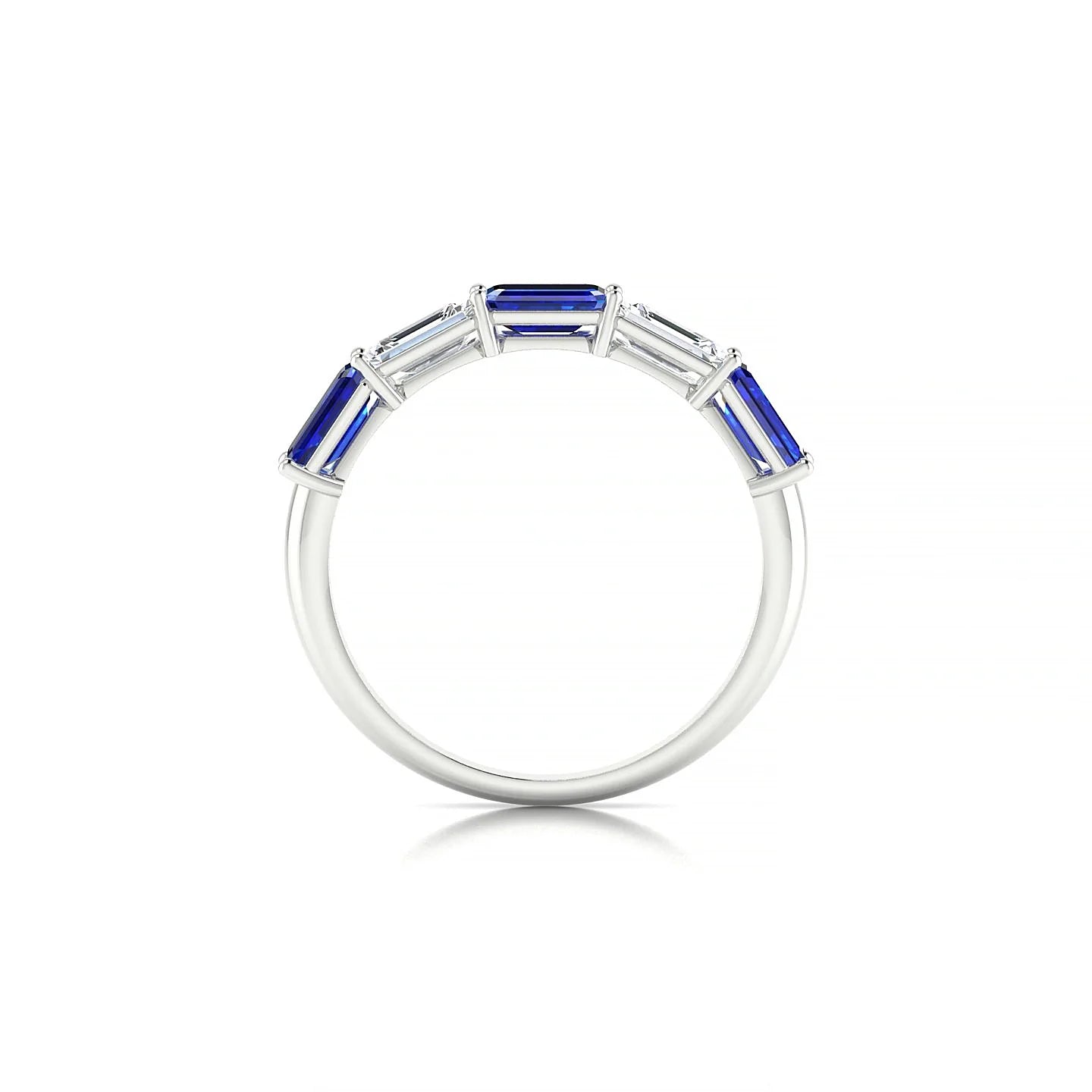 Reverence | 18k White Gold 5 x 3 mm Emerald Sapphire & Diamond Ring