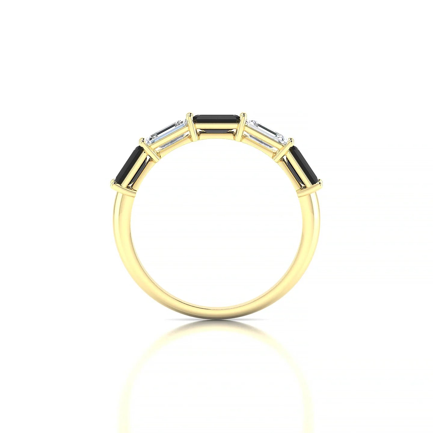 Reverence | 18k Yellow Gold 5 x 3 mm Emerald Black Diamond & Diamond Ring