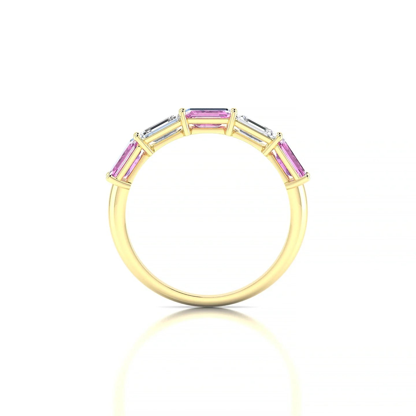 Reverence | 18k Yellow Gold 5 x 3 mm Emerald Pink Sapphire & Diamond Ring
