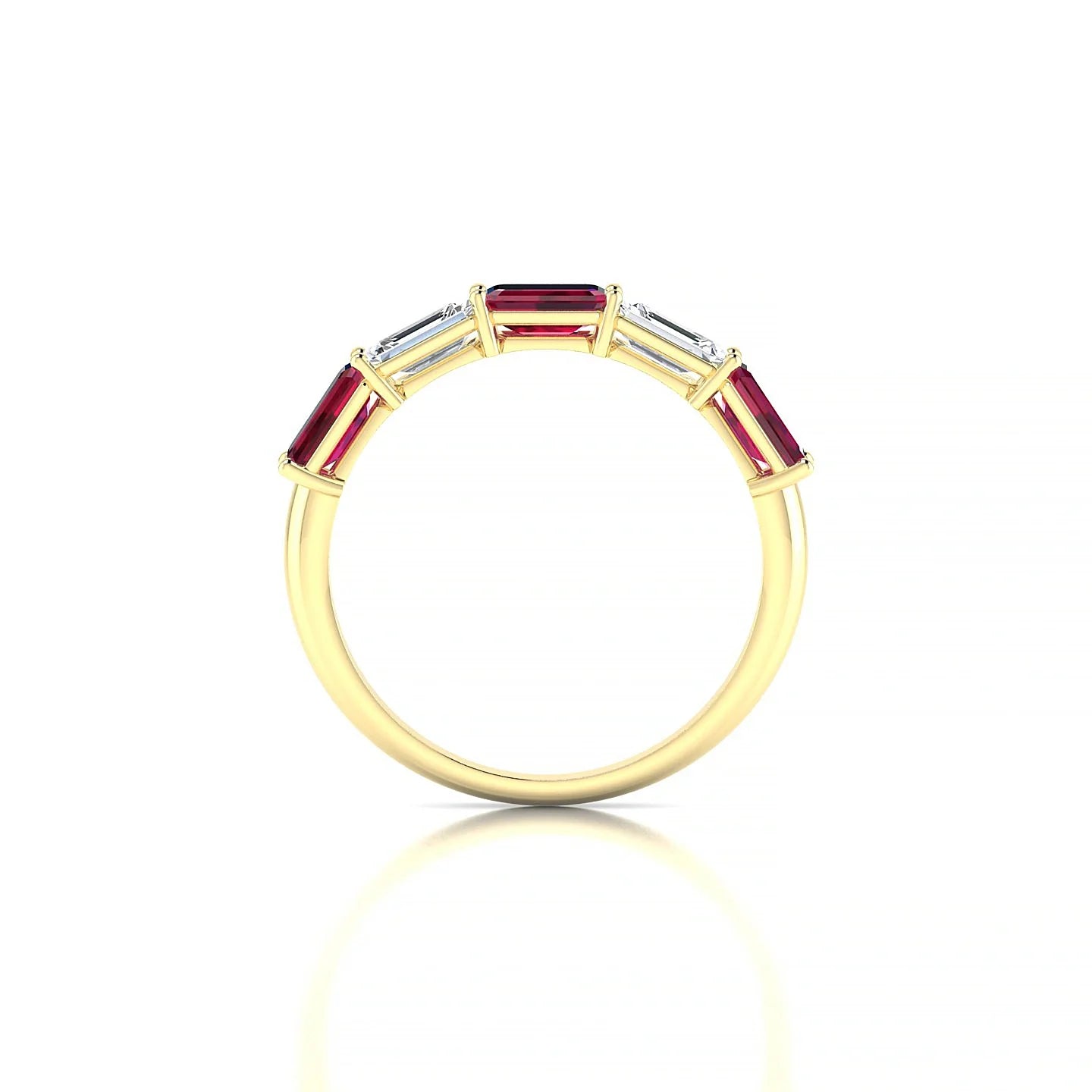 Reverence | 18k Yellow Gold 5 x 3 mm Emerald Ruby & Diamond Ring