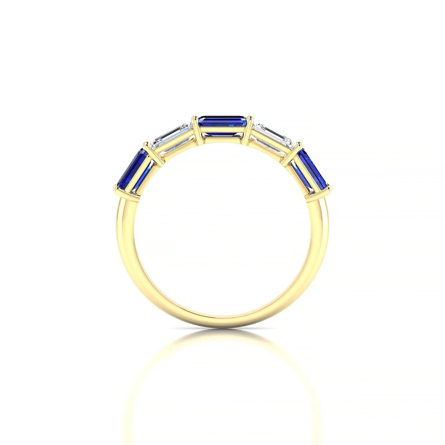 Reverence | 18k Yellow Gold 5 x 3 mm Emerald Sapphire & Diamond Ring