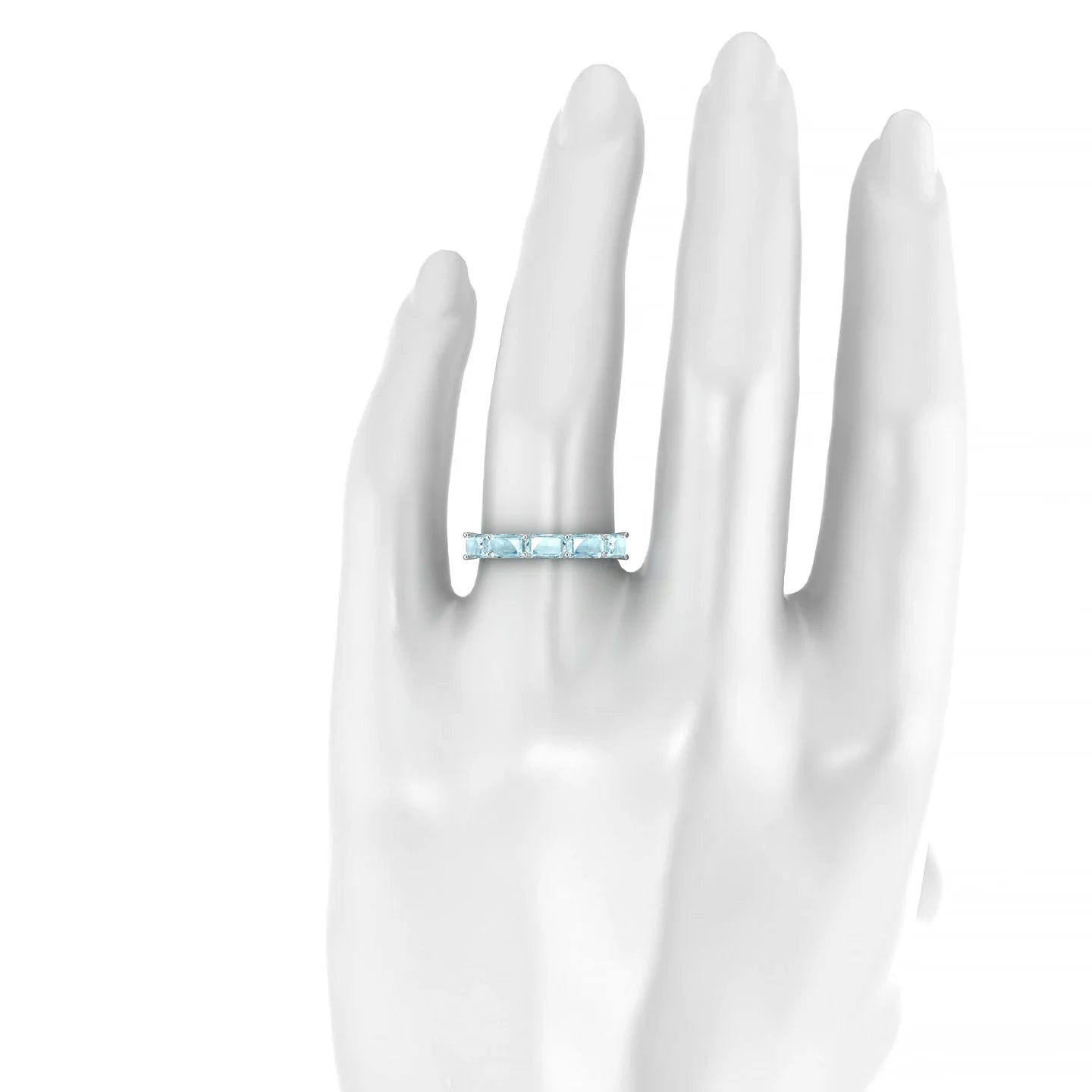 Reverence | 18k White Gold 5 x 3 mm Emerald Aquamarine Ring