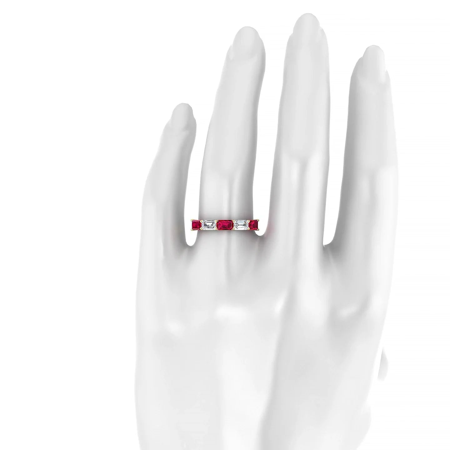Reverence | 18k Yellow Gold 5 x 3 mm Emerald Ruby & Diamond Ring