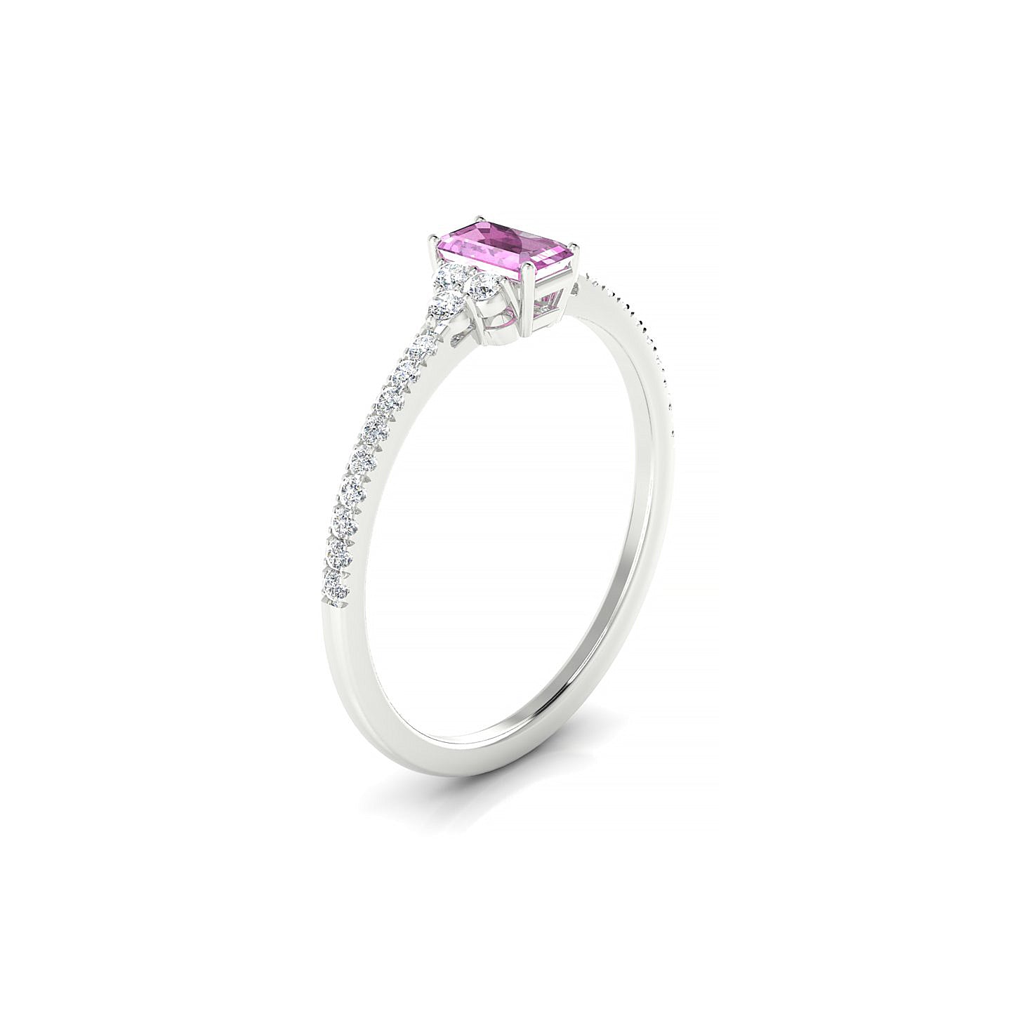 Reverie | 18k White Gold 5 x 3 mm Emerald Pink Sapphire Ring