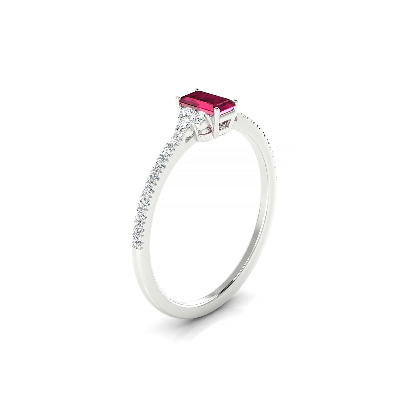 Reverie | 18k White Gold 5 x 3 mm Emerald Ruby Ring