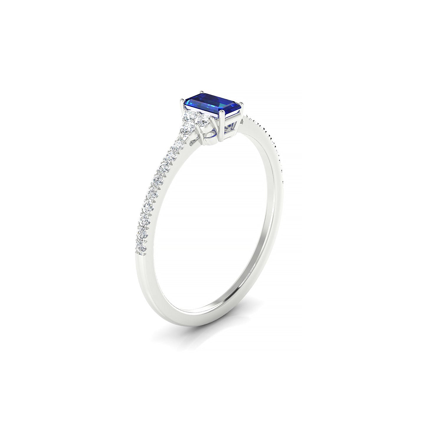 Reverie | 18k White Gold 5 x 3 mm Emerald Sapphire Ring