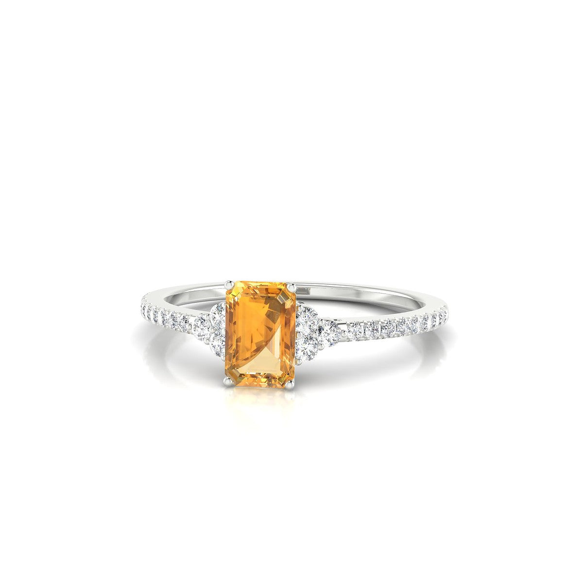Reverie | 18k White Gold 6 x 4 mm Emerald Citrine Ring