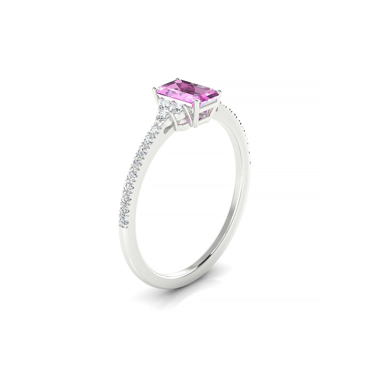 Reverie | 18k White Gold 6 x 4 mm Emerald Pink Sapphire Ring