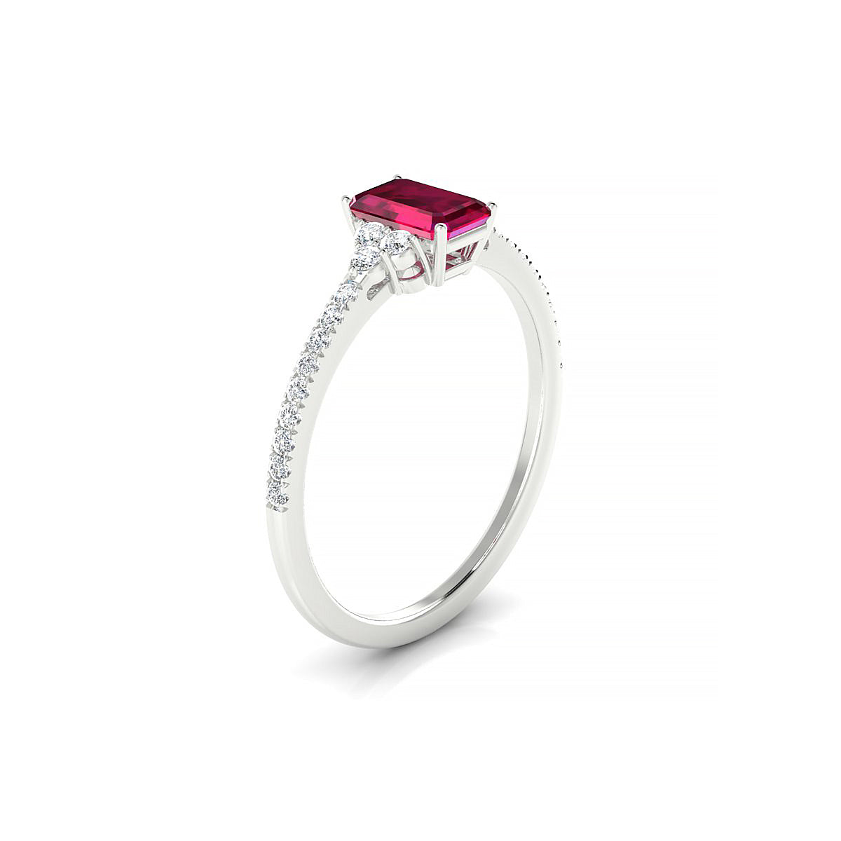 Reverie | 18k White Gold 6 x 4 mm Emerald Ruby Ring