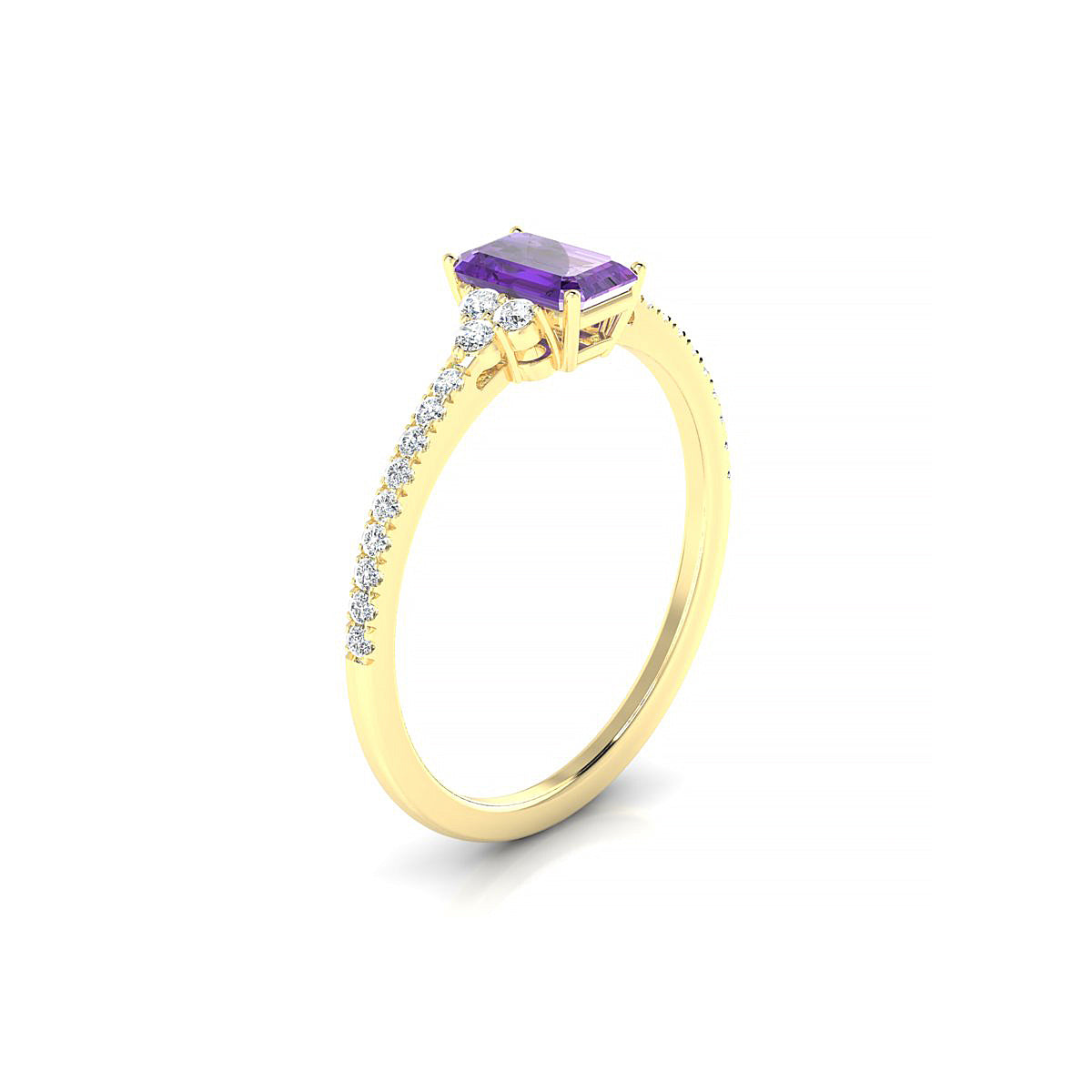 Reverie | 18k Yellow Gold 6 x 4 mm Emerald Amethyst Ring