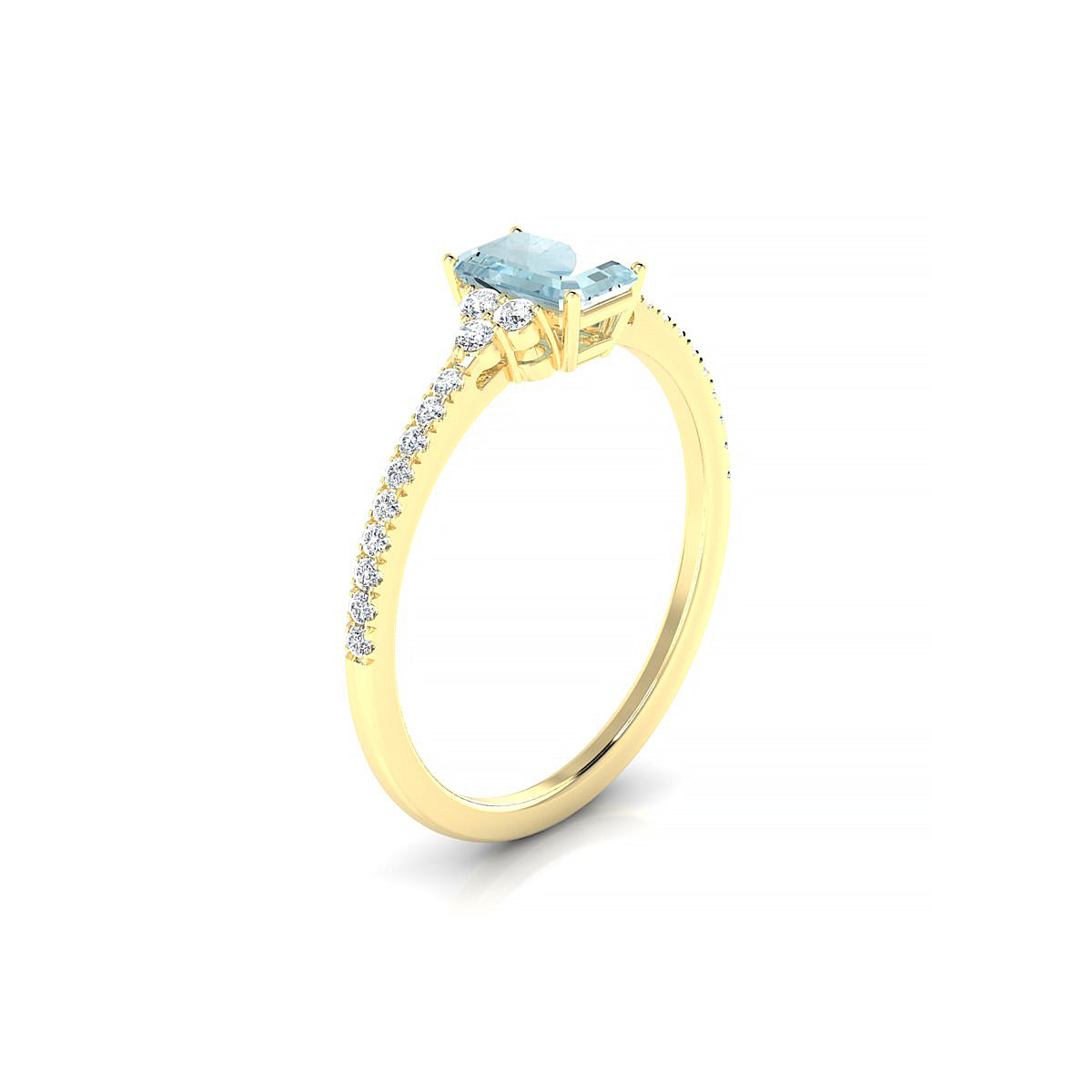 Reverie | 18k Yellow Gold 6 x 4 mm Emerald Aquamarine Ring
