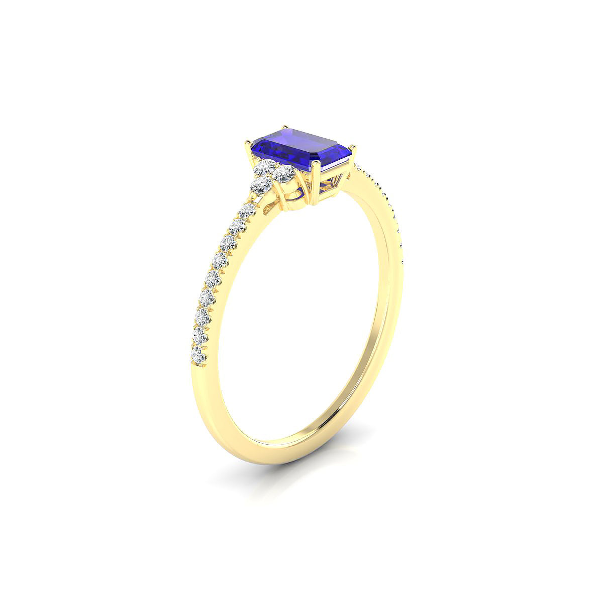 Reverie | 18k Yellow Gold 6 x 4 mm Emerald Tanzanite Ring