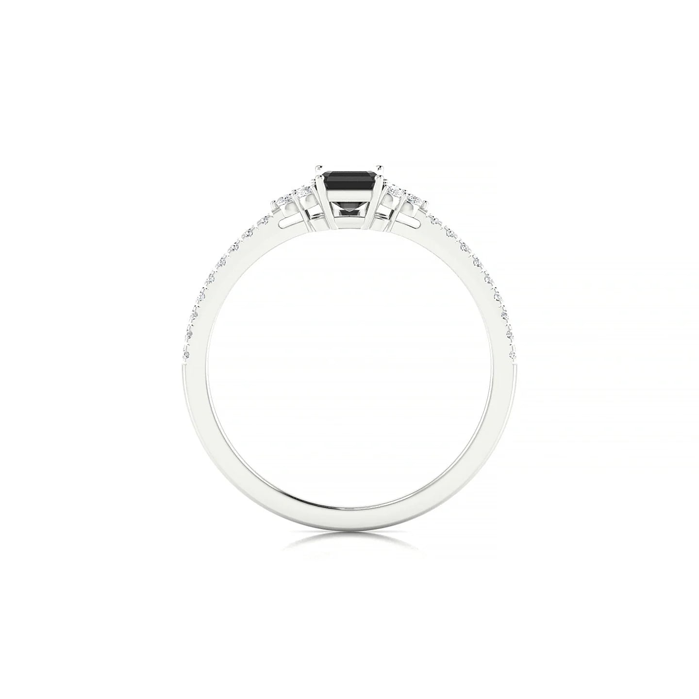Reverie | 18k White Gold 6 x 4 mm Emerald Black Diamond Ring