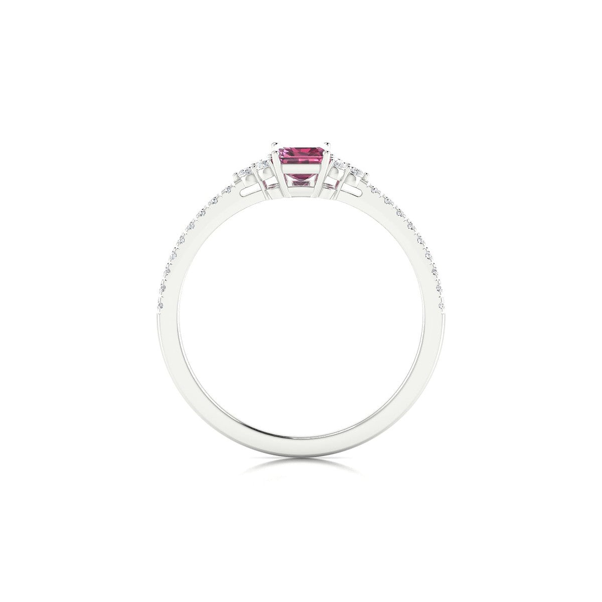 Reverie | 18k White Gold 6 x 4 mm Emerald Rhodolite Ring