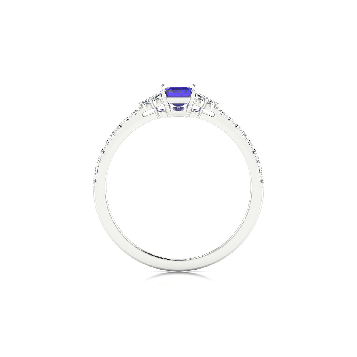 Reverie | 18k White Gold 6 x 4 mm Emerald Tanzanite Ring