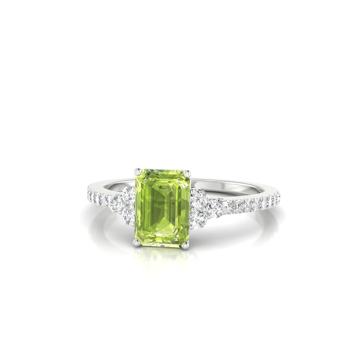 Reverie | 18k White Gold 7 x 5 mm Emerald Peridot Ring