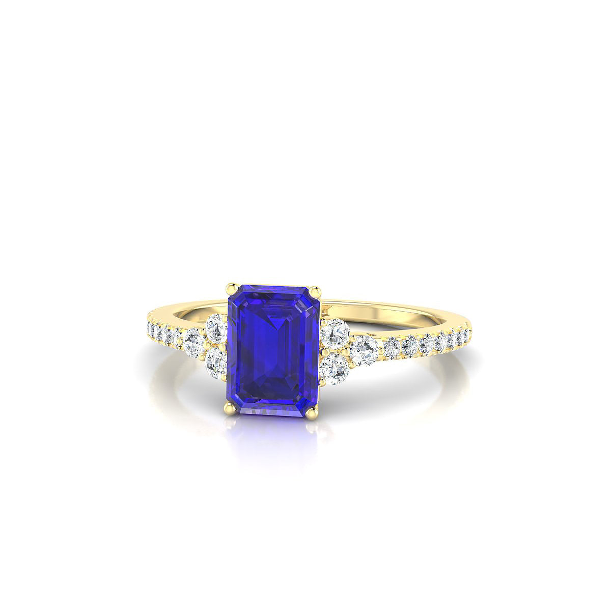 Reverie | 18k Yellow Gold 7 x 5 mm Emerald Tanzanite Ring