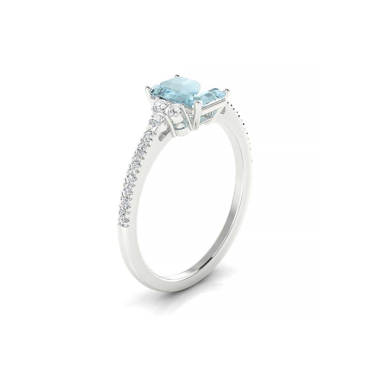 Reverie | 18k White Gold 7 x 5 mm Emerald Aquamarine Ring
