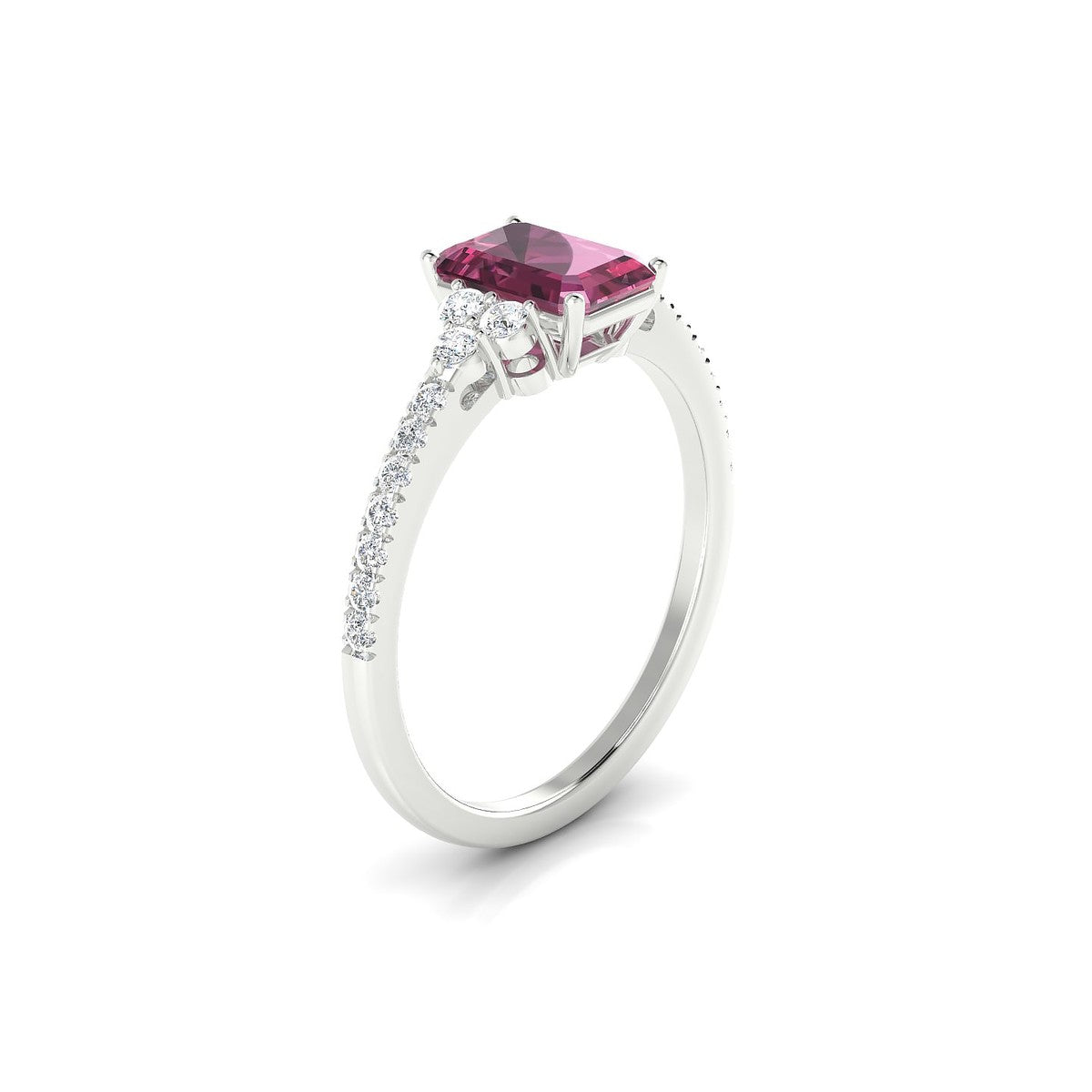 Reverie | 18k White Gold 7 x 5 mm Emerald Rhodolite Ring