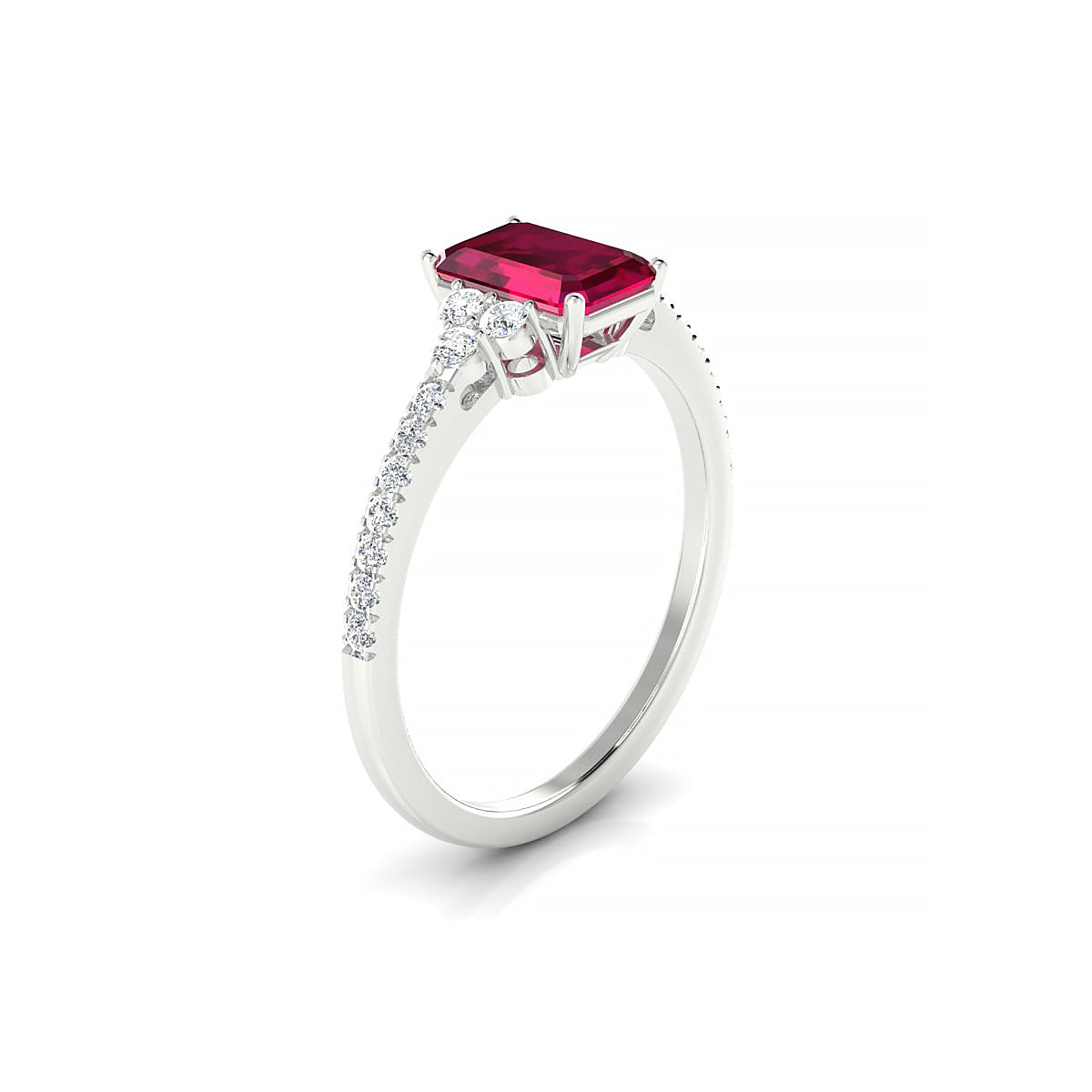Reverie | 18k White Gold 7 x 5 mm Emerald Ruby Ring